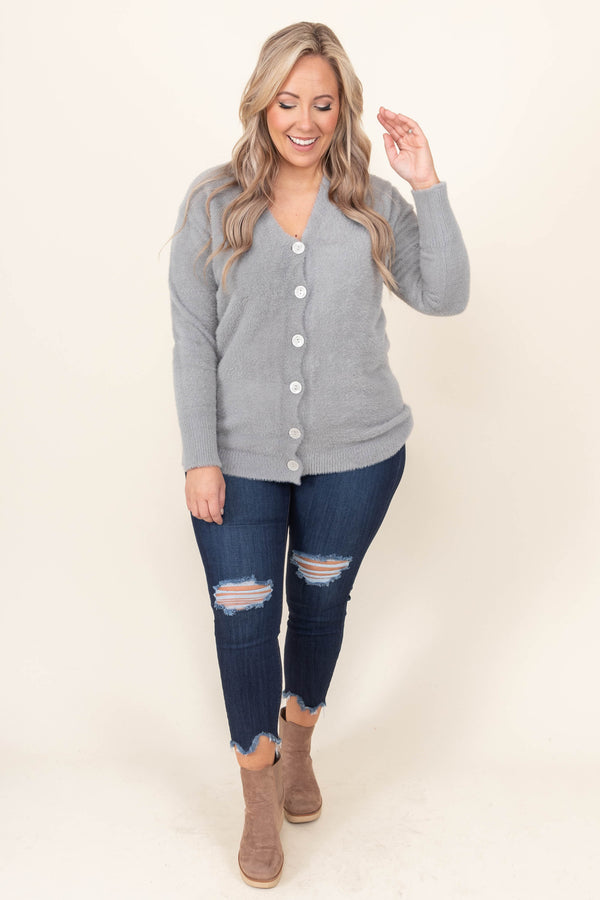 Chic Soul plus size clothing, dark wash skinny jeans with distressed detail on knees