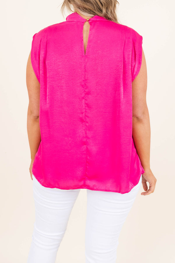 Chic Soul plus size clothing, hot pink cowl neck blouse