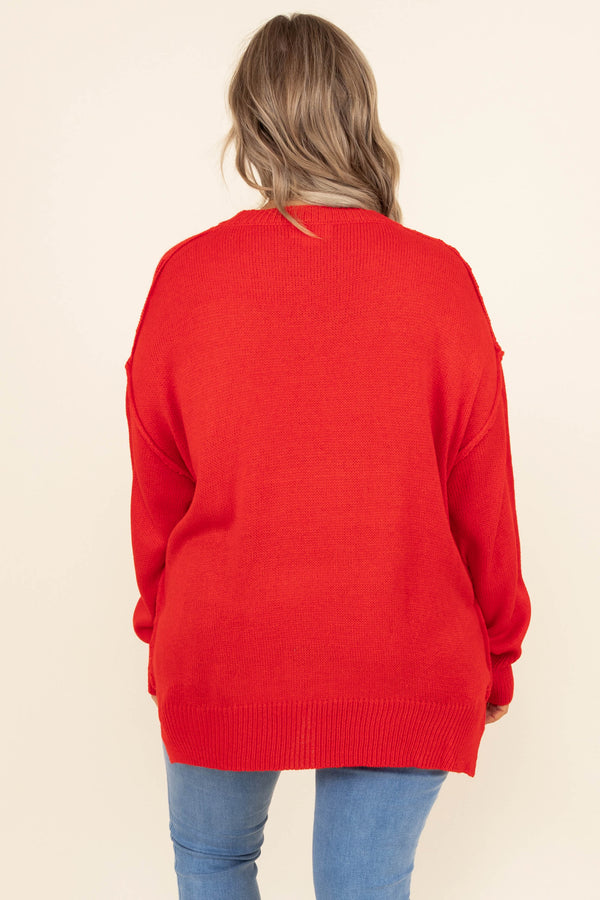 Chic Soul plus size clothing, red knit sweater