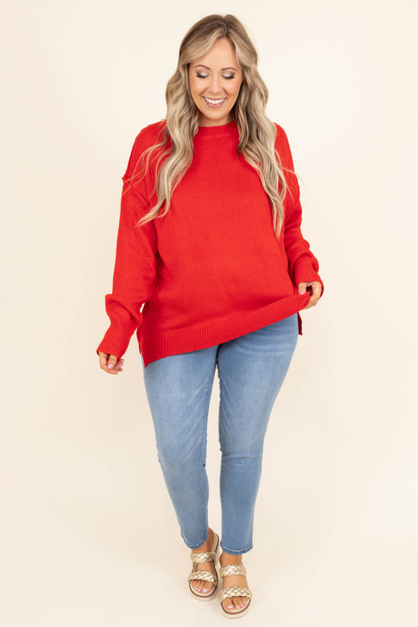 Chic Soul plus size clothing, red knit sweater