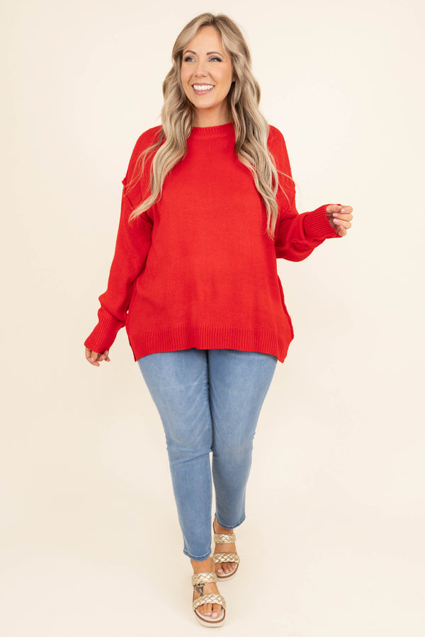 Chic Soul plus size clothing, red knit sweater