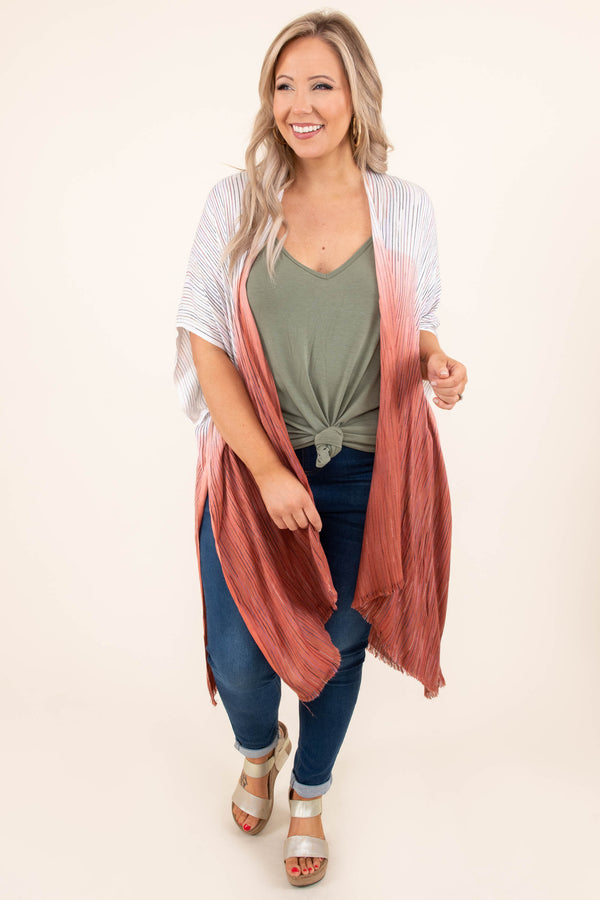 Chic Soul plus size clothing, white and rust cover up