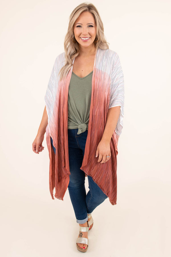 Chic Soul plus size clothing, white and rust cover up