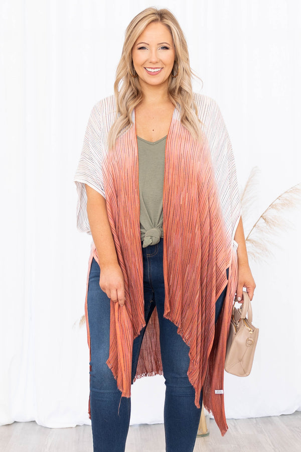 Chic Soul plus size clothing, white and rust cover up