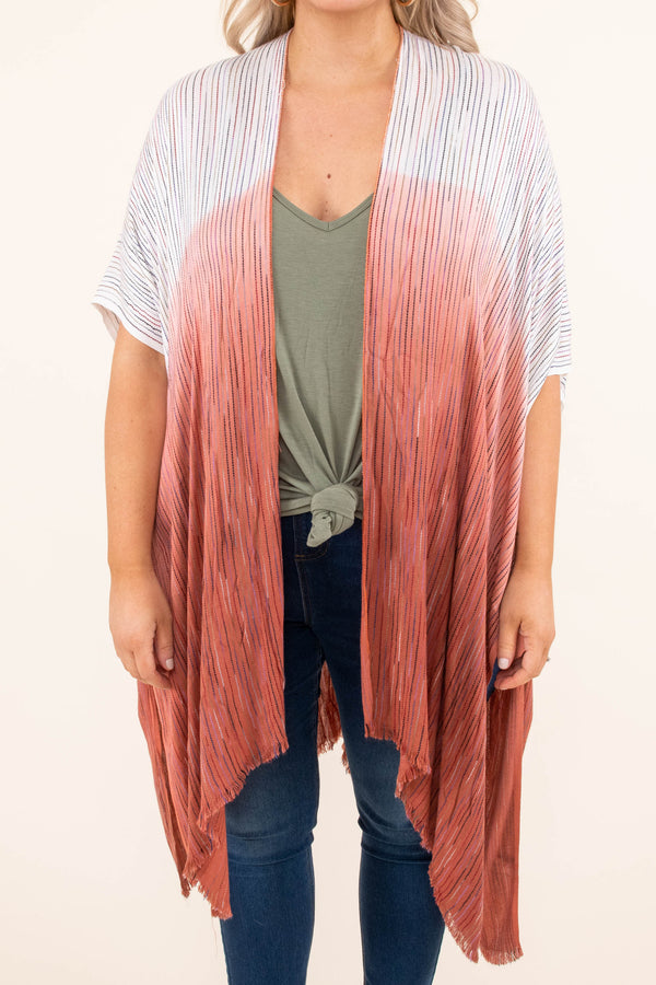 Chic Soul plus size clothing, white and rust cover up