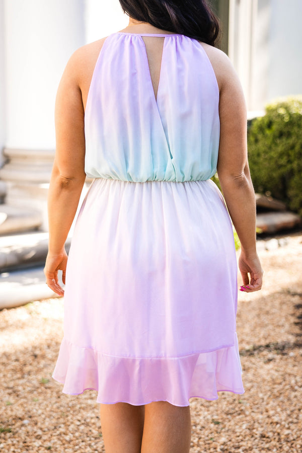 Chic Soul plus size clothing, multicolor criss cross dress with cinched waist and ruffle hemline